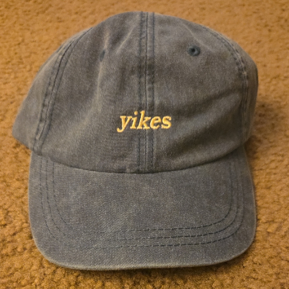 Megan Batoon Embroidered 'Yikes' Denim Cap
